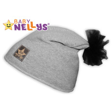 Bavlněná čepička Tutu květinka Baby Nellys ® - šedý melír, 48-52, 2-8let