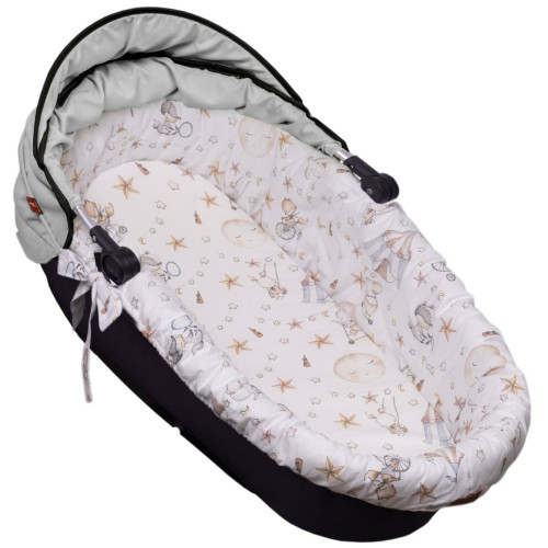 Bavlněná vložka do kočárků/koše s pěnovou matrací, Baby Nellys, Cirkus, bílá Bavlněná vložka do kočárků/koše s pěnovou matrací, Baby Nellys, Cirkus, bílá