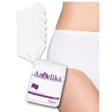 Bavlněné kalhotky Angelika s vysokým pasem, 6ks v balení, bílé, vel. 3XL