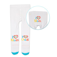 Bavlněné punčocháče Baby Nellys ® - I love Mom, I love Dad - bílé, 80/86