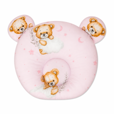 Bavlněný tvarovaný polštářek Sleep Teddy, růžový