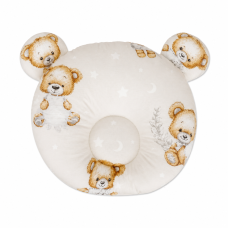 Bavlněný tvarovaný polštářek Sleepy Teddy, béžový