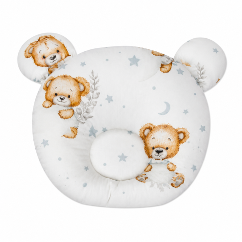 Bavlněný tvarovaný polštářek Sleepy Teddy, bílý Bavlněný tvarovaný polštářek Sleepy Teddy, bílý