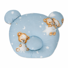 Bavlněný tvarovaný polštářek Sleepy Teddy, modrý