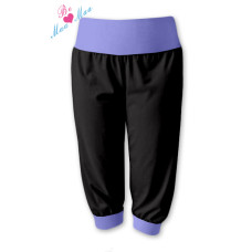Be MaaMaa Sportovní 3/4 legíny CAPRI - černé/lila
