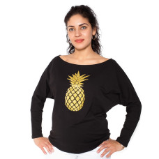 Be MaaMaa Těhotenská mikina, triko Ananas - černé, vel. XS