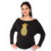 Be MaaMaa Těhotenská mikina, triko Ananas - černé, vel. XS