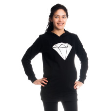 Be MaaMaa Těhotenské a kojící triko/mikina Diamant, dl. rukáv, černé, vel. XS