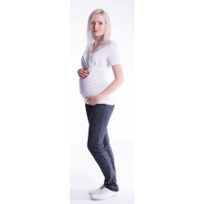 Be MaaMaa Těhotenské a kojící triko s kapucí, kr. rukáv - bílé