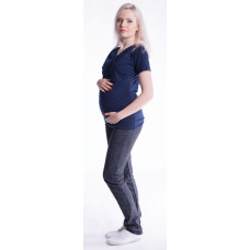 Be MaaMaa Těhotenské a kojící triko s kapucí, kr. rukáv - granát, vel. L/XL
