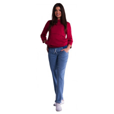 Be MaaMaa Těhotenské kalhoty letní bez břišního pásu - světlý jeans, vel. M