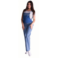Be MaaMaa Těhotenské kalhoty s láclem - světlý jeans, vel. XXL