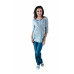 Be MaaMaa Těhotenské,kojící pyžamo, 3/4 rukáv - šedá/jeans, vel. XXXL