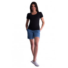 Be MaaMaa Těhotenské kraťasy s elastickým pásem - sv. modré, vel. XXXL