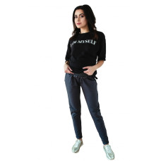 Be MaaMaa Těhotenské tepláky/kalhoty slim - grafit