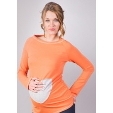 Be MaaMaa Těhotenské triko/halenka SRDCE dl. rukáv - oranžové, XL/XXXL