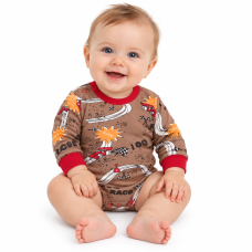 Body dl. rukáv, bavlna, zapínání u krku Mrofi, RACE - hnědé, vel. 74
