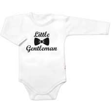Body dl. rukáv Little Gentleman, bavlna Baby Nellys, bílo/černé, vel. 80