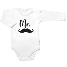 Body dl. rukáv Mr., bavlna Baby Nellys, bílo/černé