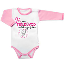 Body dl.rukáv s vtip. textem Baby Nellys, Já jsem TEN DŮVOD našeho zpoždění,vel. 62, holka