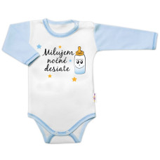 Body dl. rukáv s vtip. textem Baby Nellys, Milujem nočné desiate, vel. 80, kluk
