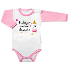 Body dl. rukáv s vtip. textem Baby Nellys,  Milujem nočné desiate, vel. 86, holka