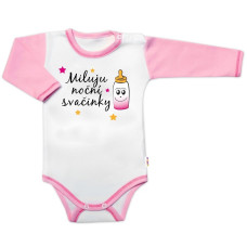 Body dl. rukáv s vtip. textem Baby Nellys,  Miluju noční svačinky, vel. 80, holka