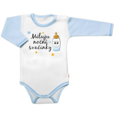 Body dl. rukáv s vtip. textem Baby Nellys, Miluju noční svačinky, vel. 86, kluk