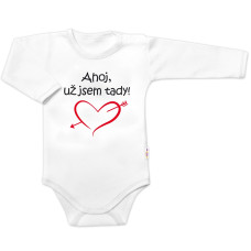Body dlouhý rukáv Ahoj už jsem tady!, Baby Nellys, bílé, vel. 86