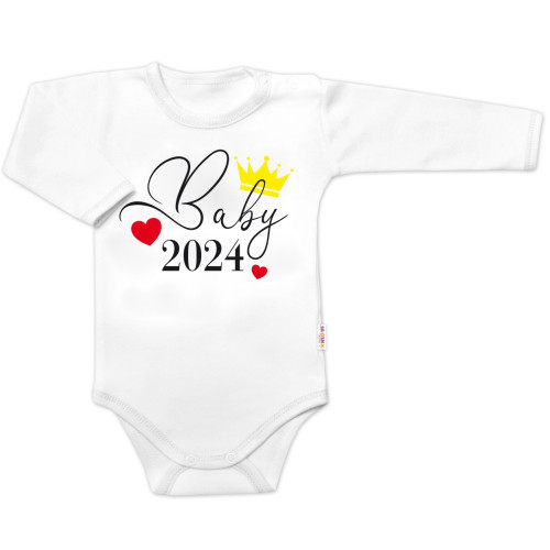 Body dlouhý rukáv Baby 2024, Baby Nellys, bílé, vel. 68 Body dlouhý rukáv Baby 2024, Baby Nellys, bílé, vel. 68