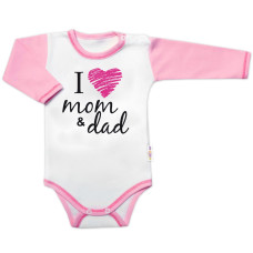 Body dlouhý rukáv Baby Nellys, I love mom & dad, holka, vel. 62