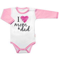 Body dlouhý rukáv Baby Nellys, I love mom & dad, holka, vel. 74