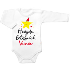Body dlouhý rukáv Hvězda letošních Vánoc, Baby Nellys, bílé, vel. 74