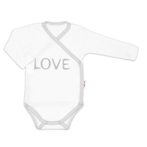 Body dlouhý rukáv Love - zapínání bokem, bílé Body dlouhý rukáv Love - zapínání bokem, bílé