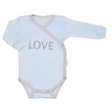 Body dlouhý rukáv Love - zapínání bokem, modré, vel. 68