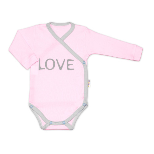 Body dlouhý rukáv Love - zapínání bokem, růžové, vel. 56 Body dlouhý rukáv Love - zapínání bokem, růžové, vel. 56