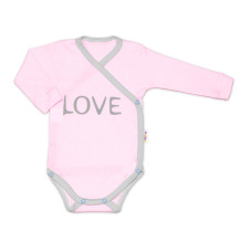 Body dlouhý rukáv Love - zapínání bokem, růžové, vel. 62
