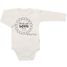 Body dlouhý rukáv Made with love, Baby Nellys, béžové, vel. 68