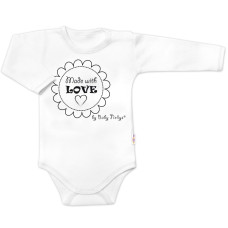 Body dlouhý rukáv Made with love, Baby Nellys, bílé, vel. 62