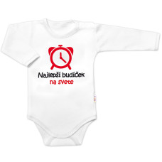 Body dlouhý rukáv Najlepší budíček na svete, Baby Nellys, bílé, vel. 86