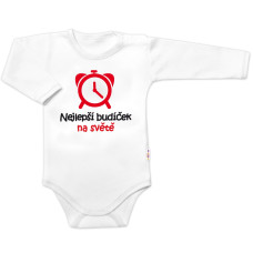 Body dlouhý rukáv Nejlepší budíček na světě, Baby Nellys, bílé, vel. 80