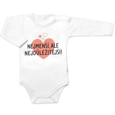 Body dlouhý rukáv, Nejmenší, ale nejdůležitější, Baby Nellys, bílé, vel. 68