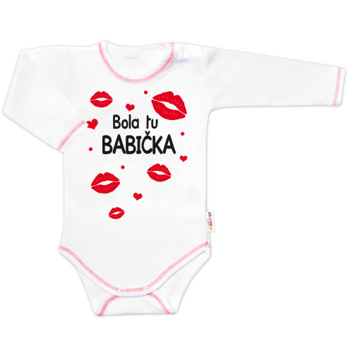 Body dlouhý rukáv s vtipným textem Baby Nellys, Bola tu BABIČKA Body dlouhý rukáv s vtipným textem Baby Nellys, Bola tu BABIČKA