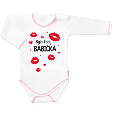 Body dlouhý rukáv s vtipným textem Baby Nellys, Byla tady babička, vel. 86