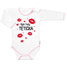 Body dlouhý rukáv s vtipným textem Baby Nellys, Byla tady tetička, vel. 86