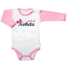 Body dlouhý rukáv s vtipným textem Baby Nellys, Malá Koketa, holka, vel. 68