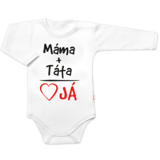 Body dlouhý rukáv s vtipným textem Baby Nellys, Máma+Táta, bílé, vel. 68