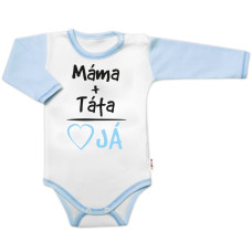 Body dlouhý rukáv s vtipným textem Baby Nellys, Máma+Táta, vel. 80, kluk