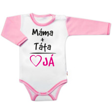 Body dlouhý rukáv s vtipným textem Baby Nellys, Máma+Táta, vel. 86, holka