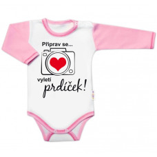 Body dlouhý rukáv s vtipným textem Baby Nellys, Připrav se....vyletí prdíček, holka,vel.80